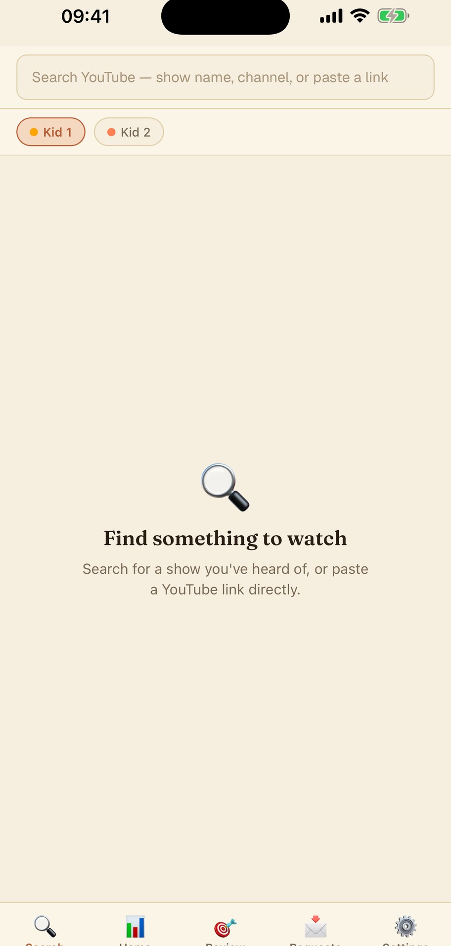 Search any video — paste a YouTube URL or type a keyword, results appear with Analyse this buttons to queue them for the pending list